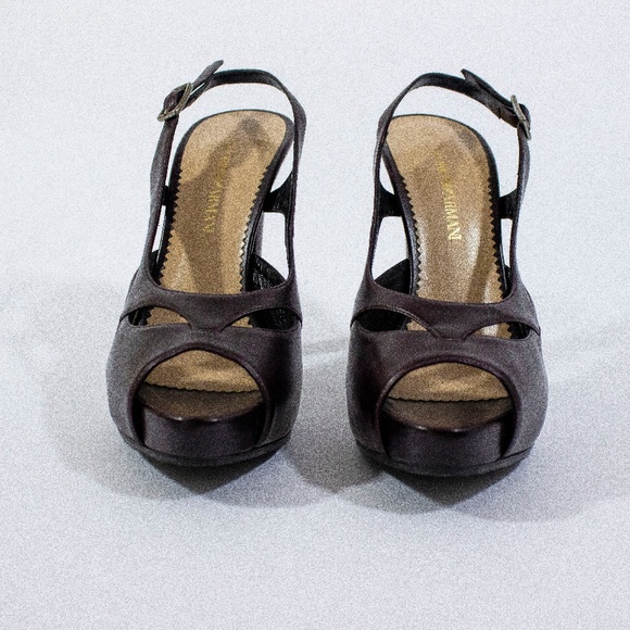 Emporio Armani - Plum Leather Pumps - Picture 1 of 2